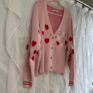 Cello Blush Cardigan with Scarlet Heart Accents